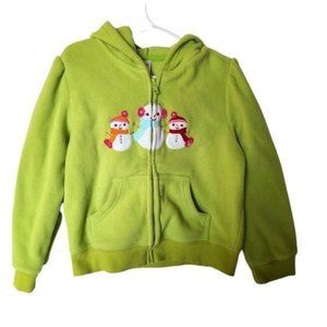 Gymboree Snowman Microfleece Hoodie Cozy Cutie Girls Size S Small 5 6 Years Gree
